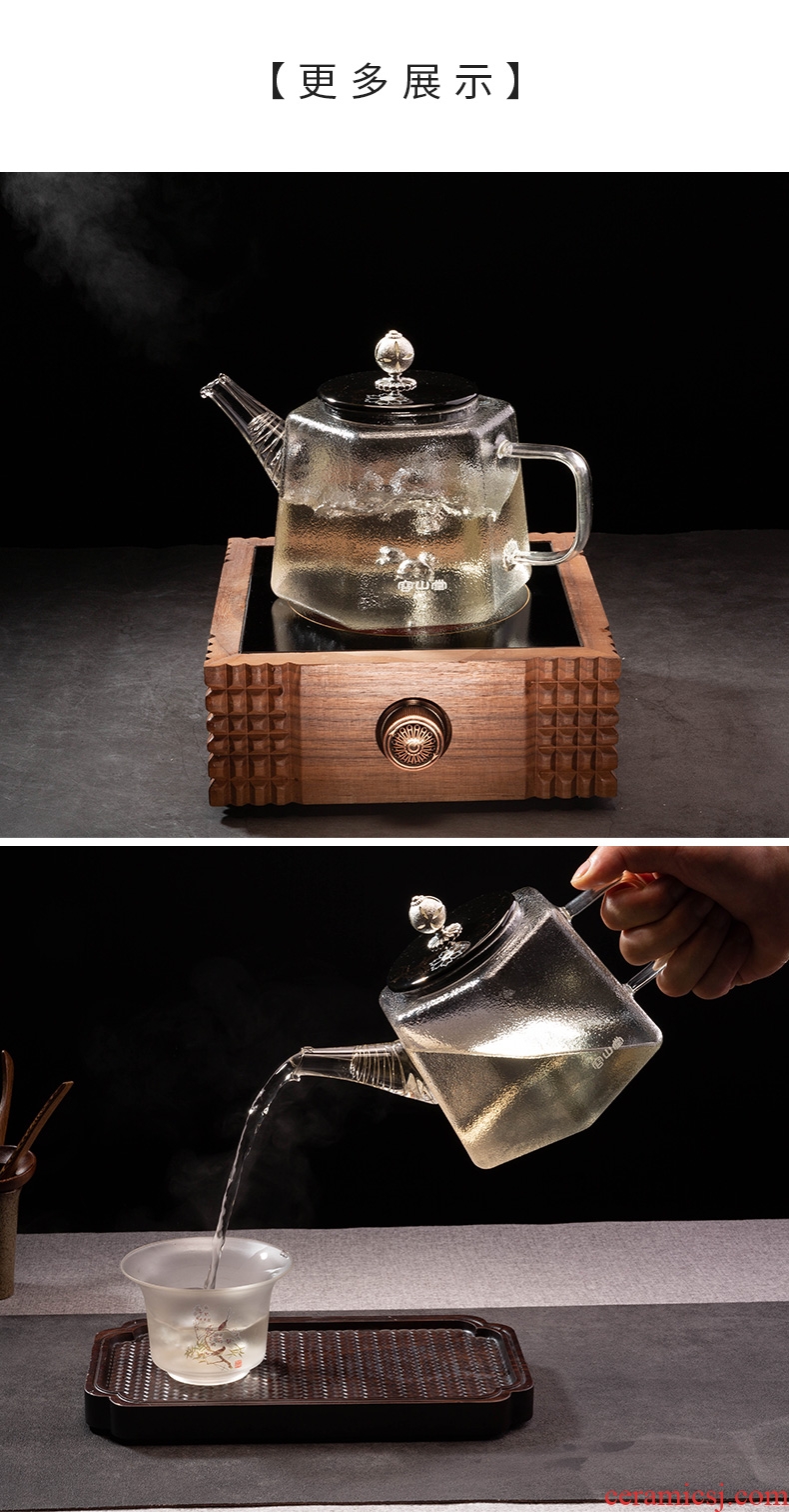 RongShan glass kettle ceramic coppering.as silver pot button # heat increase electrical TaoLu tea stove capacity boiled tea tea set