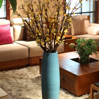 Nordic ground vases, flower arranging contemporary and contracted sitting room dry flower blue ceramic furnishing articles, tall TV ark adornment