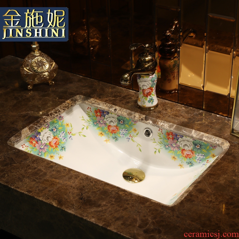 Gold cellnique undercounter lavabo embedded square lavatory basin bathroom basin ellipse ceramic household
