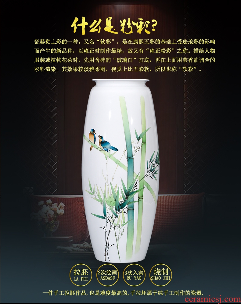 Jingdezhen ceramics furnishing articles hand-painted bamboo vases, flower arrangement of the sitting room porch decoration of new Chinese style household ornaments