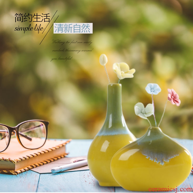 Jingdezhen ceramics sitting room small and pure and fresh flower vase contracted Nordic table bedroom adornment is placed by hand