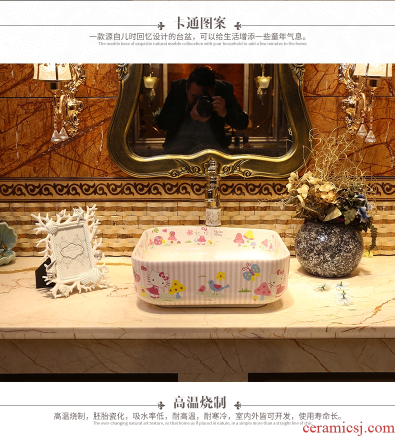 Lavabo kindergarten children cartoon cute cat toilet stage basin sink Taiwan powder ceramic wash basin
