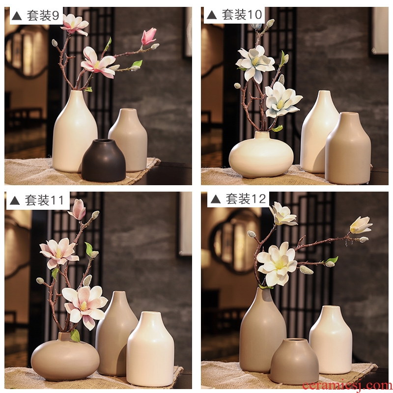 Black and white pottery porcelain vase for furnishing articles of modern home decoration elegant shape simulation sitting room