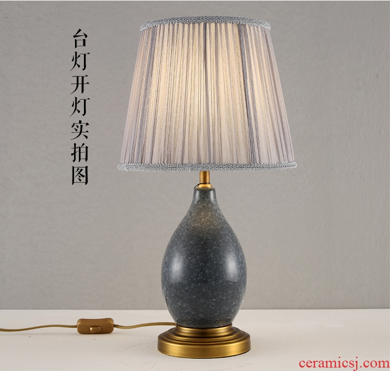 American desk lamp ceramic decoration art designer contemporary and contracted atmosphere all copper lamps and lanterns of the sitting room the bedroom of the head of a bed