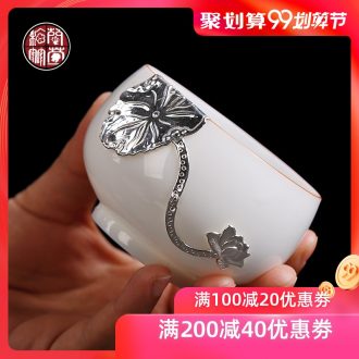 Sweet chrysanthemum patterns Bai Yuchan set cup silver lotus fragrance ceramic cups a single large pure manual master cup single cup