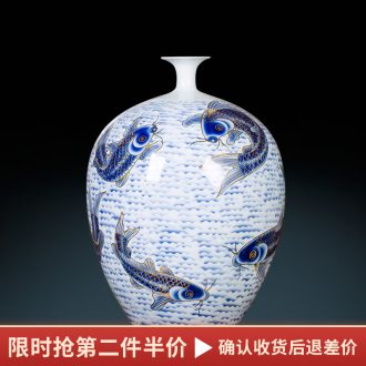Jingdezhen ceramic paint big vase masters hand draw every year more than furnishing articles Chinese blue and white porcelain is sitting room adornment