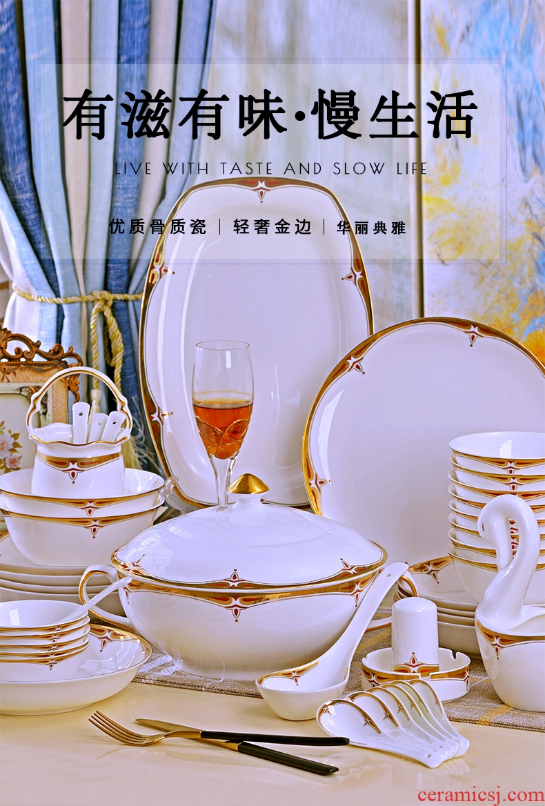 Home dishes suit jingdezhen ceramics high-grade 60 skull porcelain tableware suit dishes European simple dishes