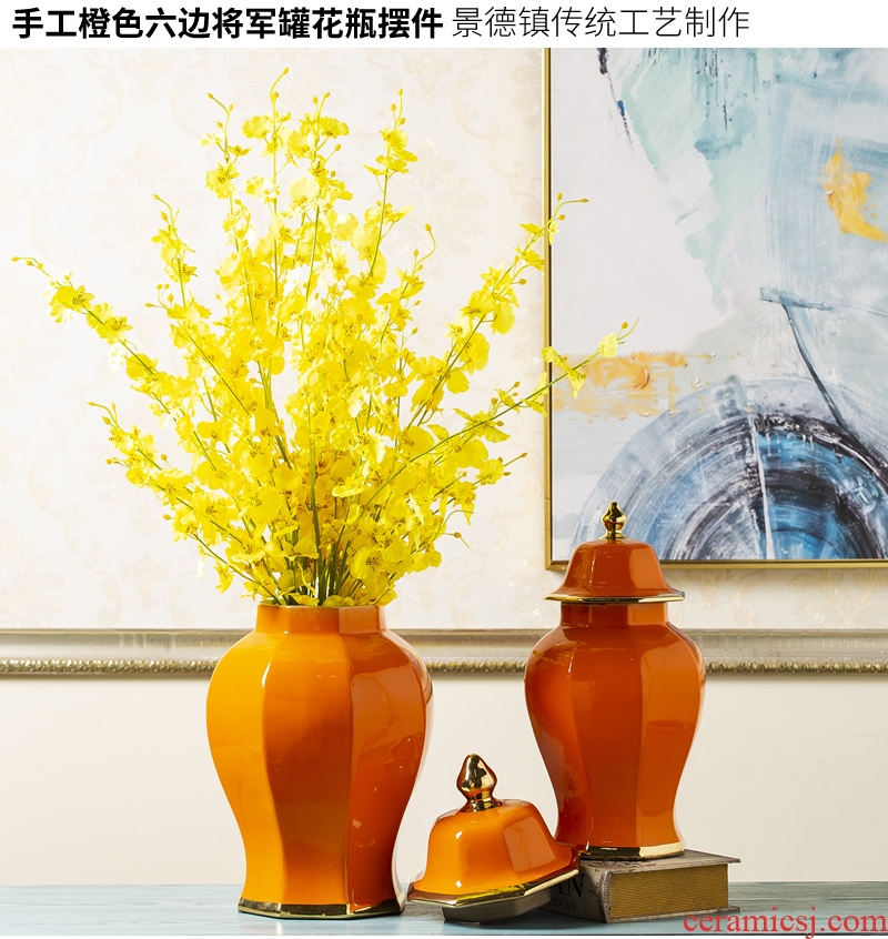 General jingdezhen ceramic pot vase light luxury furnishing articles new Chinese flower arranging dried flowers sitting room decorate household pottery