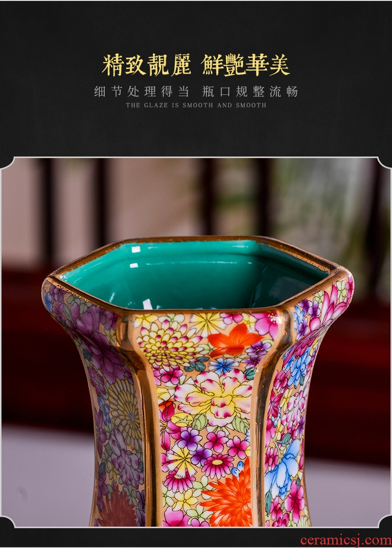 Jingdezhen ceramics powder enamel flower vase sitting room porch flower arrangement of Chinese style household decoration vase furnishing articles