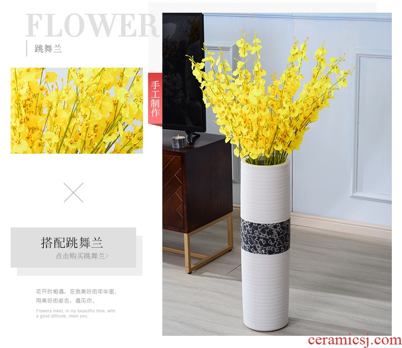 Straight cylindrical landing large north European art ceramics vase ins wind furnishing articles sitting room simulation flower picture tube