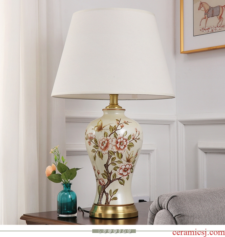 Desk lamp of bedroom the head of a bed lamp, contemporary and contracted creative new Chinese style living room warm and romantic home adjustable light ceramic lamp