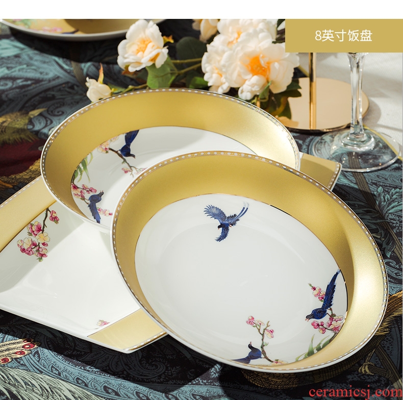 Fire color jingdezhen ceramic tableware suit household luxury dishes combine European ceramic dishes suit