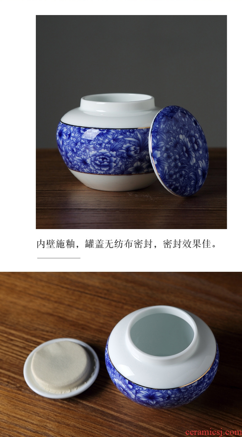 DH jingdezhen blue and white porcelain pot of green tea POTS ceramic seal tank medium puer tea pot of tea pot