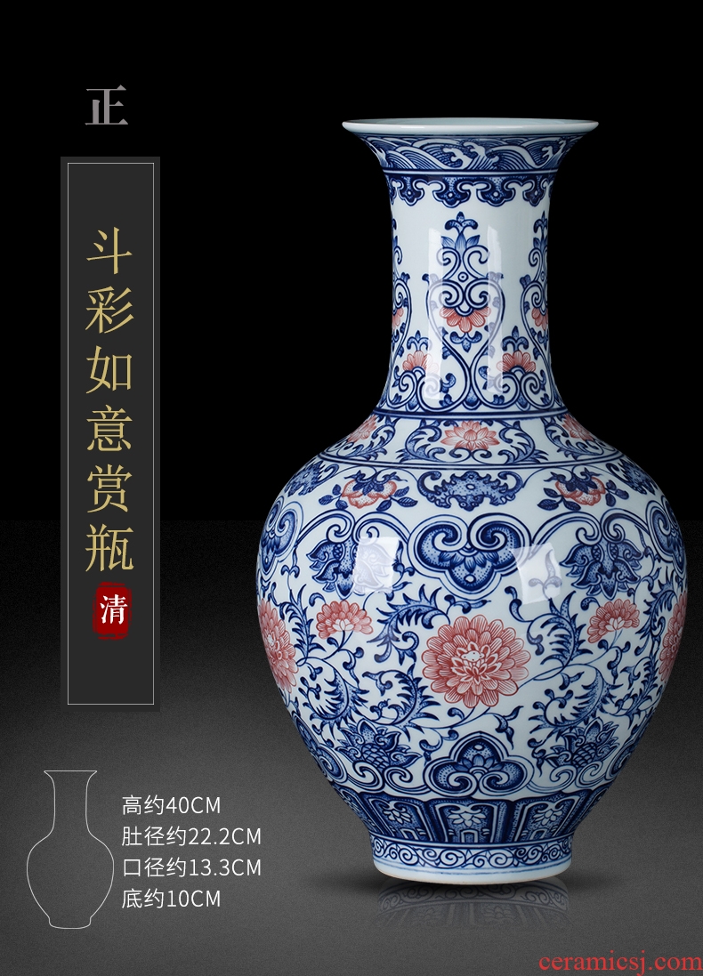 New Chinese style is contemporary sitting room adornment furnishing articles of blue and white porcelain of jingdezhen ceramic contracted household flower vase