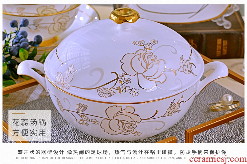 Dishes suit household european-style combination 60 Chinese head bone porcelain tableware jingdezhen ceramic bowl chopsticks phnom penh dish