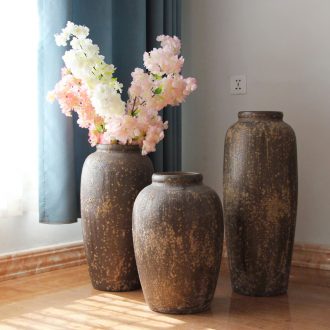 Art show variable flower flower implement of new Chinese style hotel ceramic decoration sitting room porch coarse pottery vase landing