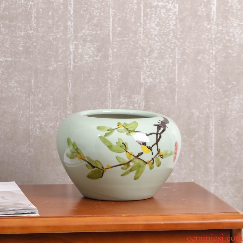 Vase three-piece hand-painted vases, contemporary and contracted sitting room decorate household ceramics vase furnishing articles contracted floral organ