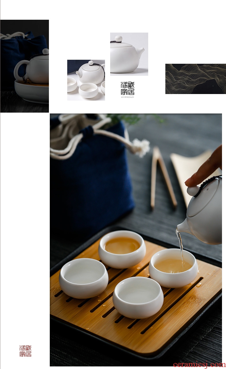 Blower, kung fu tea set home portable travel a pot of two cups of combination cups dish of jingdezhen ceramic teapot