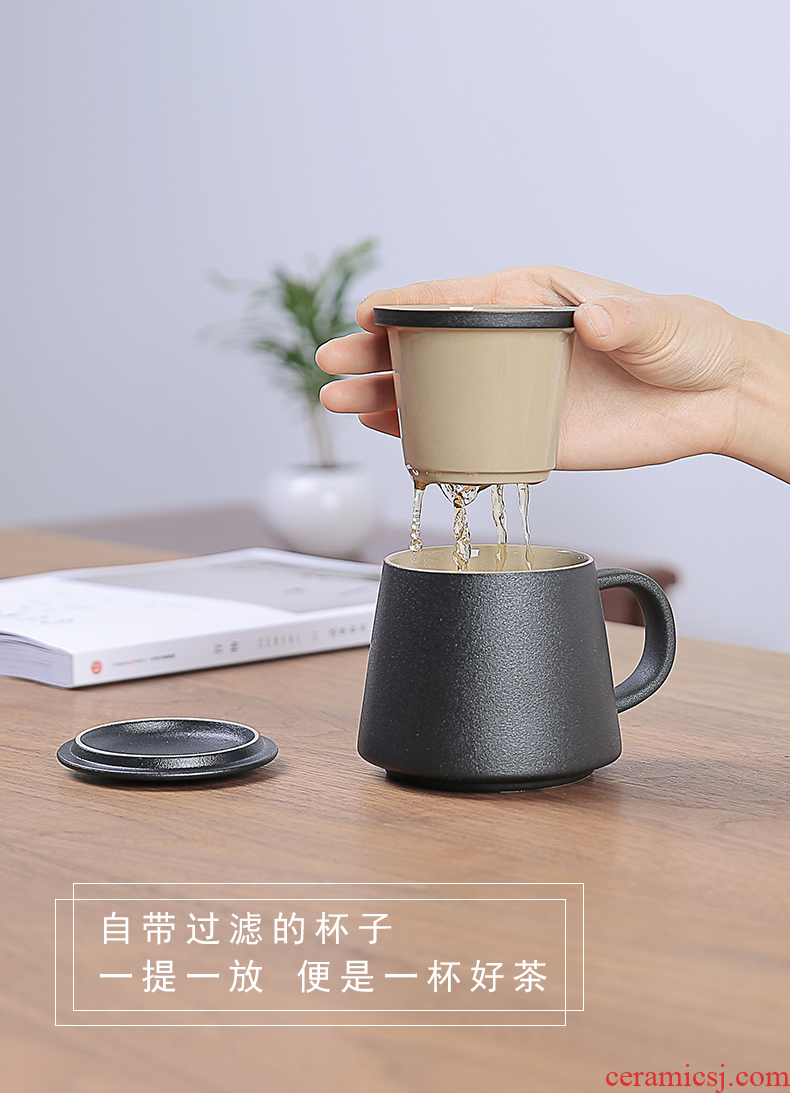 Ceramic filter tea cup tea cups to separate office cup home mark cup drink cup cup custom LOGO