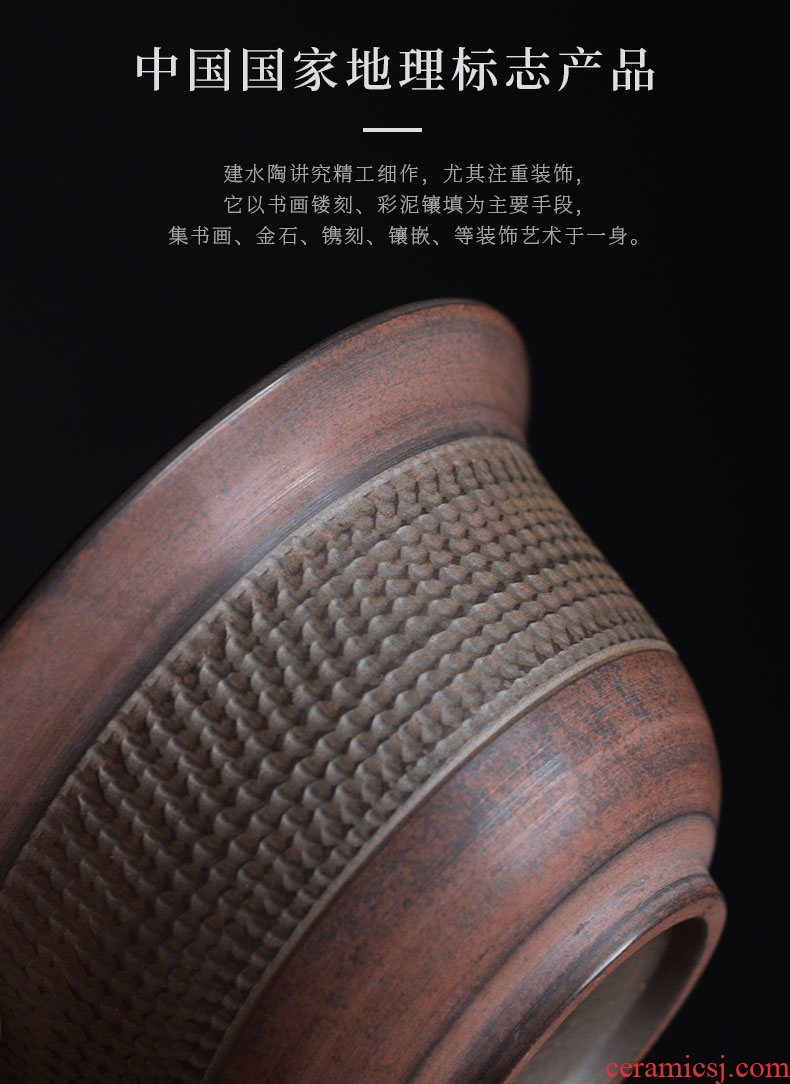 Tao fan yunnan jianshui purple clay only three tureen tea cups jump cut domestic tea bowl ceramic tea set a single hand