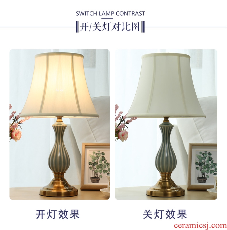 Ceramic lamp room bedroom nightstand lamp creative American contemporary and contracted household sweet romance warm light decoration
