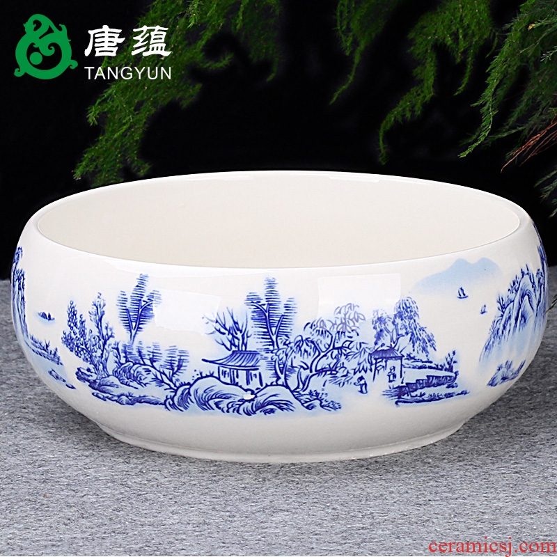 Tang accumulate large ceramic tea wash household with cover water to wash the trumpet writing brush washer violet arenaceous heavy water jar kung fu tea accessories
