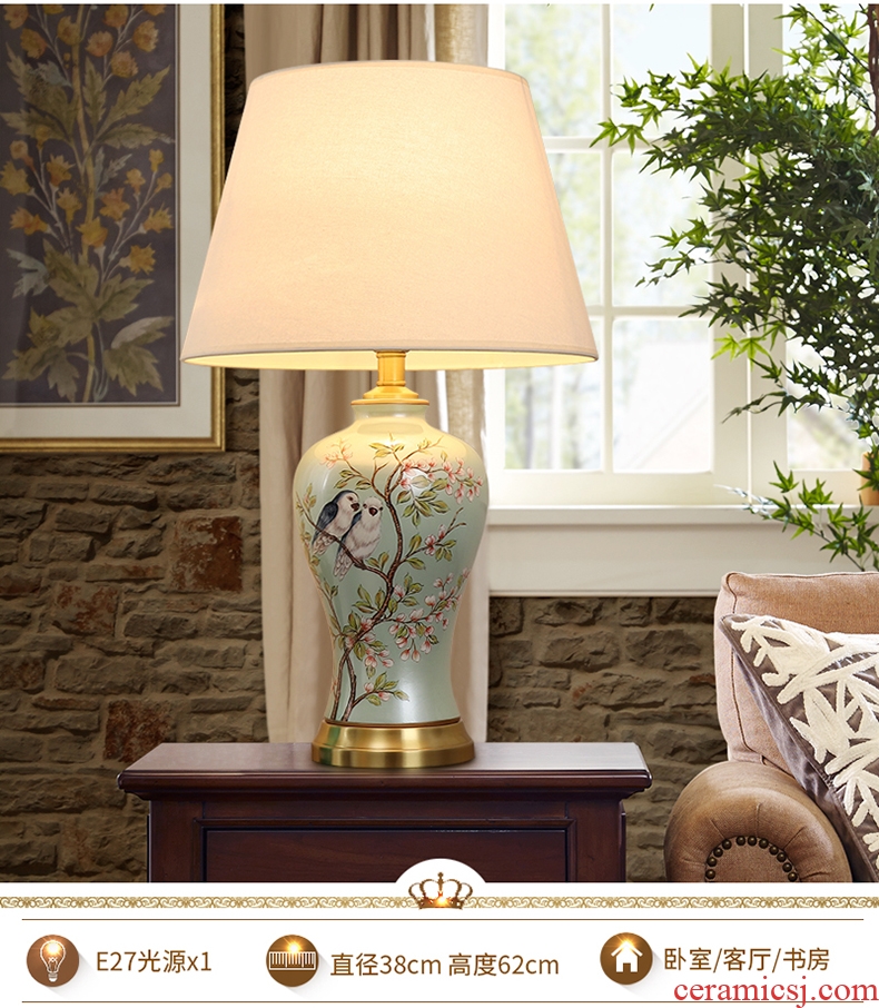 Desk lamp of bedroom the head of a bed lamp, contemporary and contracted creative new Chinese style living room warm and romantic home adjustable light ceramic lamp