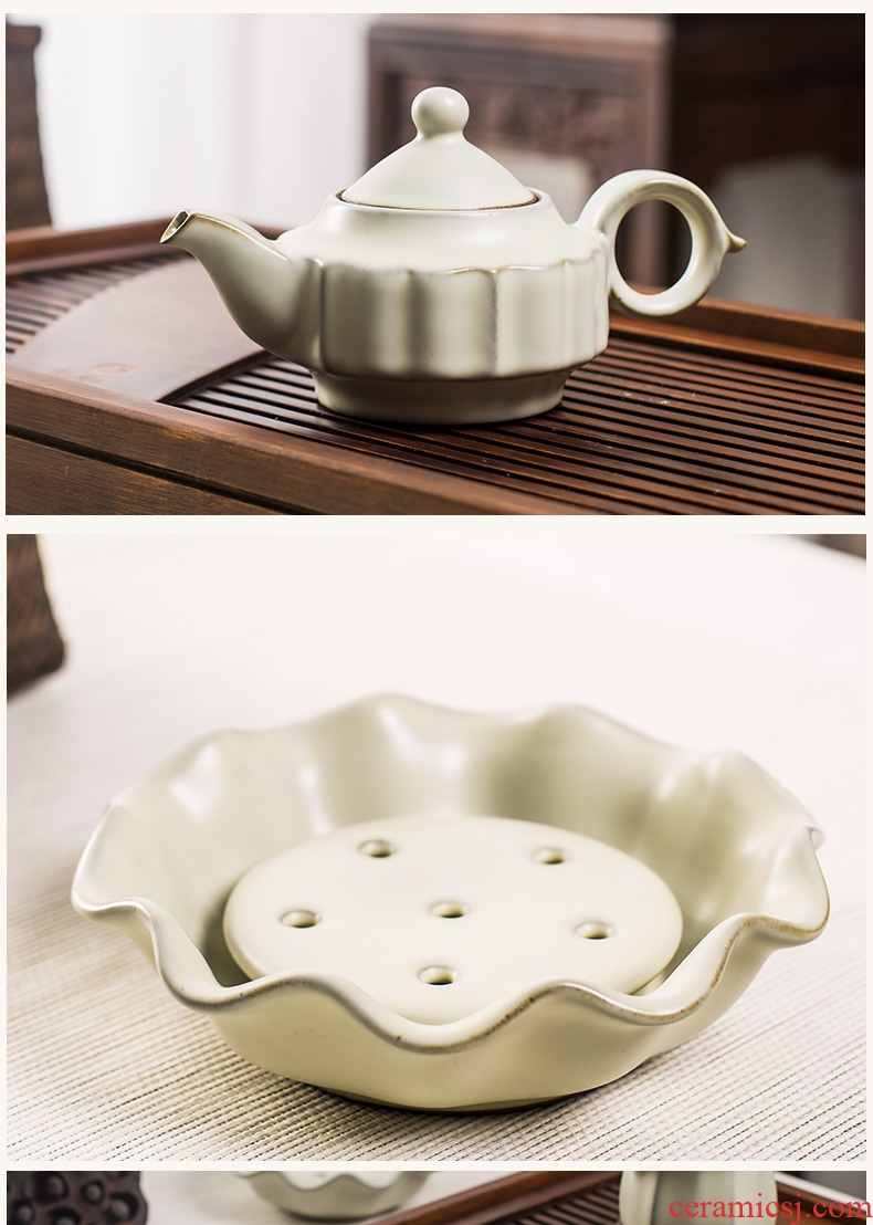 Your kiln tea suit household modern jingdezhen ceramic kung fu tea cups of a complete set of simple circular teapot