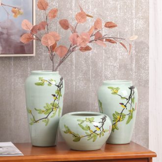 Vase three-piece hand-painted vases, contemporary and contracted sitting room decorate household ceramics vase furnishing articles contracted floral organ