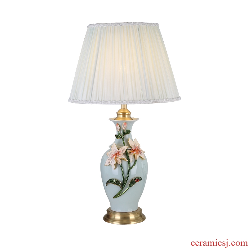 Cartel full copper colored enamel lamp sitting room luxury contracted type villa ceramic lamp of bedroom the head of a bed