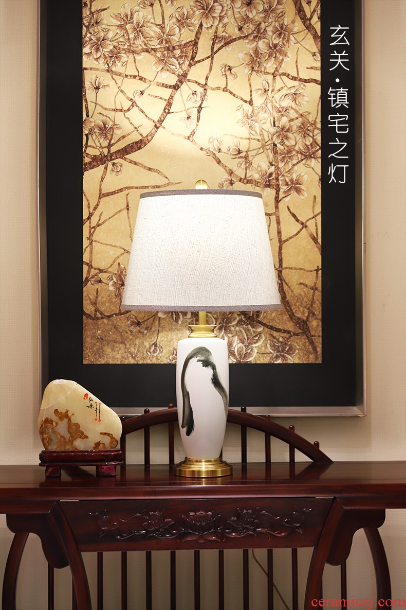 Large new Chinese style lamp ceramic decoration art study zen Chinese wind landscape contracted sitting room porch town house