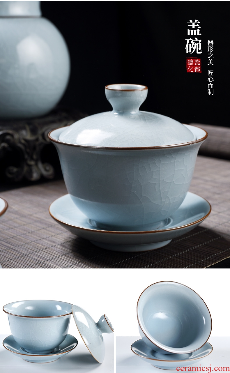 God your kiln porcelain household ceramics kung fu tea set suit Chinese porcelain contracted side teapot tea cups