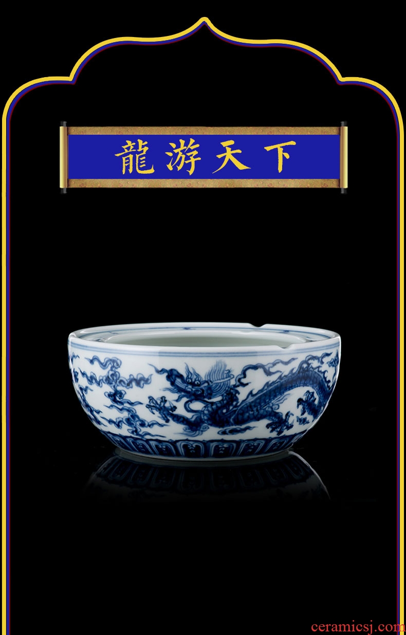 Better sealed kiln furnishing articles sitting room of blue and white porcelain jingdezhen ceramic household large porcelain ashtrays Chinese office