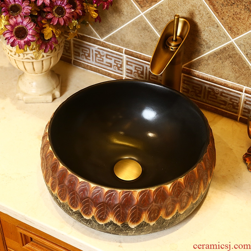 Post, qi on the ceramic lavabo circular single basin on its art basin bathroom basin sinks