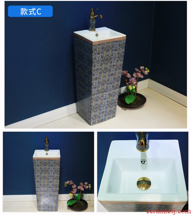 Million birds ceramic basin of pillar type lavatory basin sink pillar integrated vertical home floor toilet