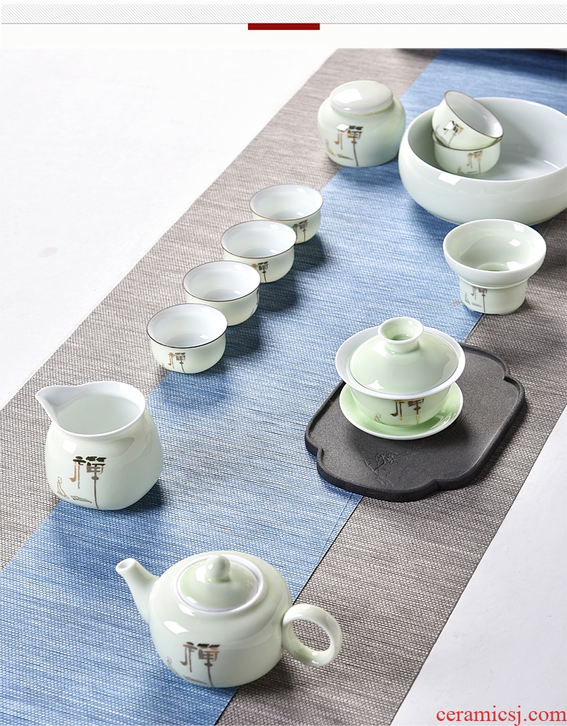 Gorgeous young creative household and exquisite ceramic kung fu tea set tea tray tureen teapot tea cup contracted with tea