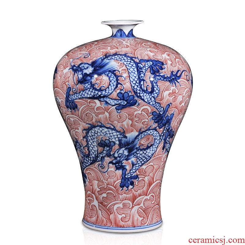 Jingdezhen ceramics archaize dry blue and white porcelain vases, flower receptacle new Chinese style porch decoration crafts are sitting room
