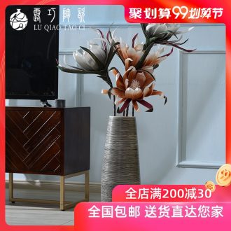 Hand made new Chinese vase furnishing articles sitting room zen black ceramic landing big character flower arranging flowers is restoring ancient ways