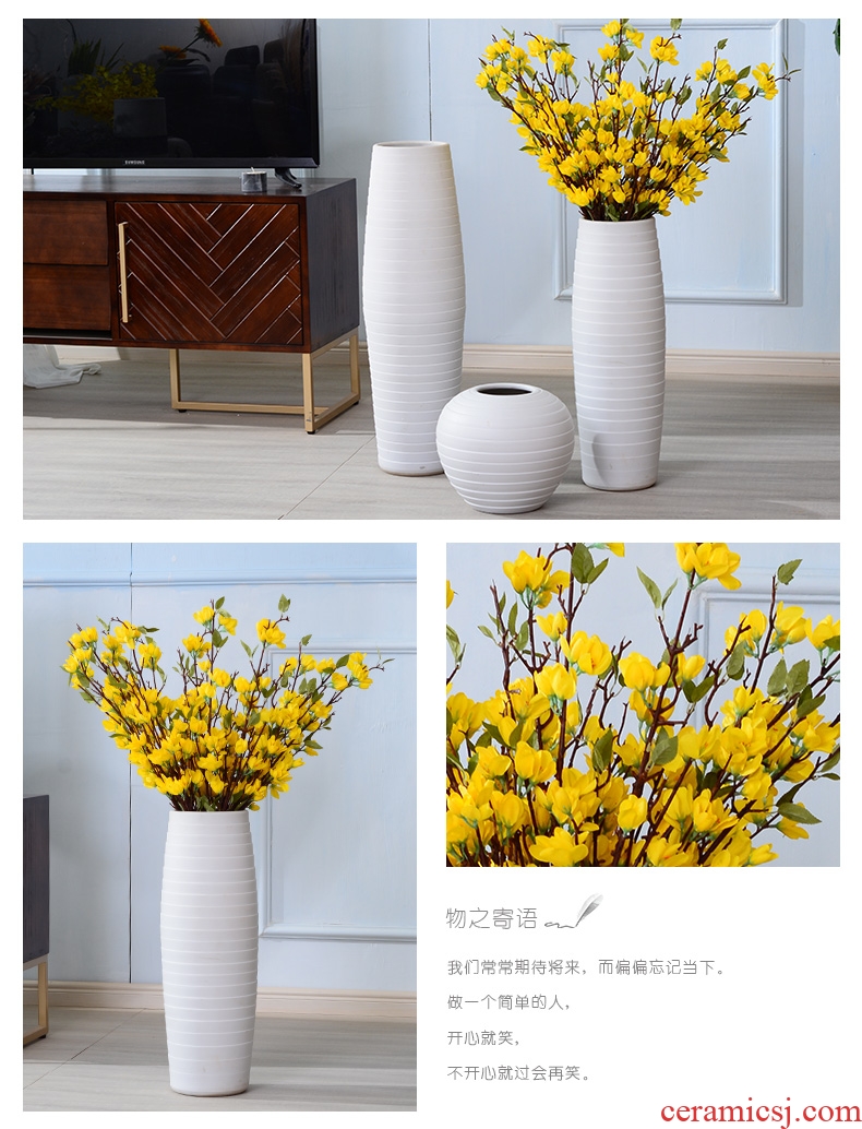 The Nordic European ceramic vase large floor furnishing articles simulation flower contracted sitting room put ins white flower implement ideas