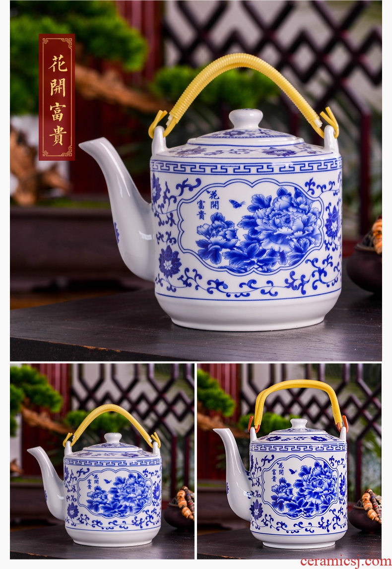 Jingdezhen blue and white porcelain ceramics teapot large capacity cold cold water glass kettle household single pot teapot