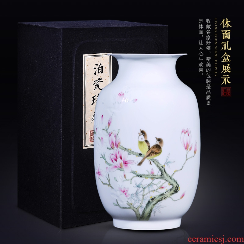 Jingdezhen ceramic hand-painted dry flower vases, contemporary and contracted household bedroom new Chinese style living room decorative furnishing articles