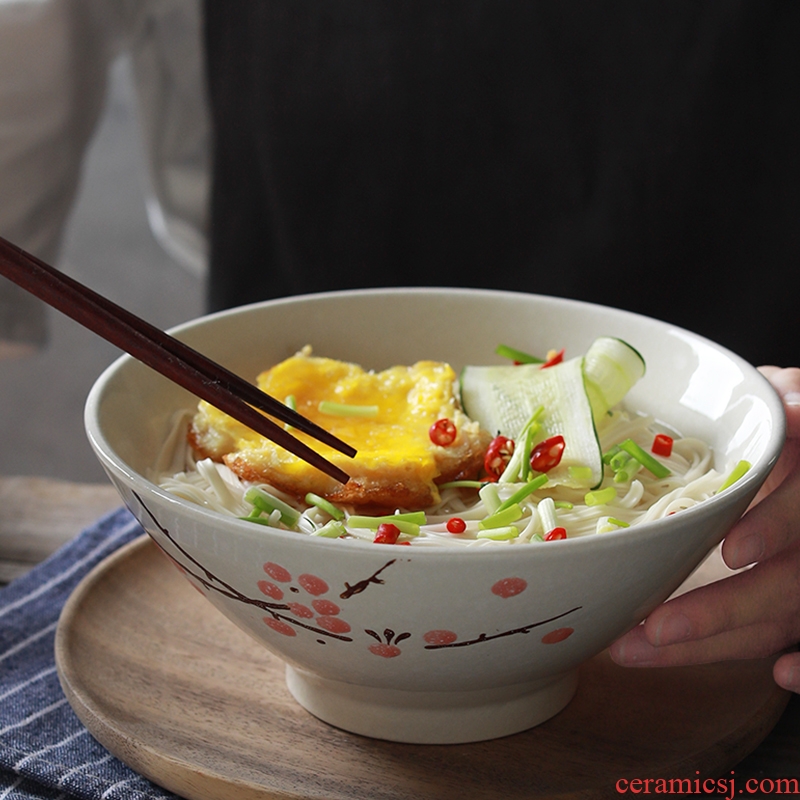 La rainbow noodle bowl hat to rainbow noodle bowl bowl beef home noodles bowl of soup bowl personality retro creative Japanese ceramics big rainbow noodle bowl