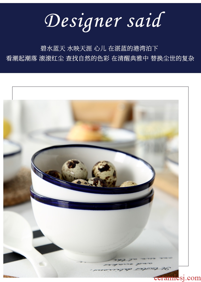 Dishes suit household under the glaze color dishes simple Japanese bowl combined new bone China jingdezhen ceramics tableware