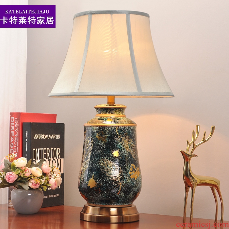 American ceramic desk lamp of bedroom the head of a bed European contemporary and contracted creative study home sitting room sweet household lamps and lanterns