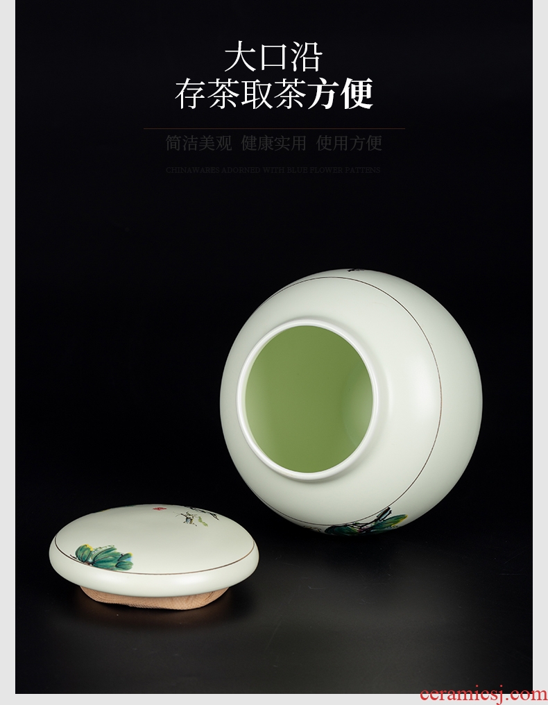 Blower, jingdezhen ceramic tea caddy box of goods can of pu 'er tea pot receives large kung fu tea set