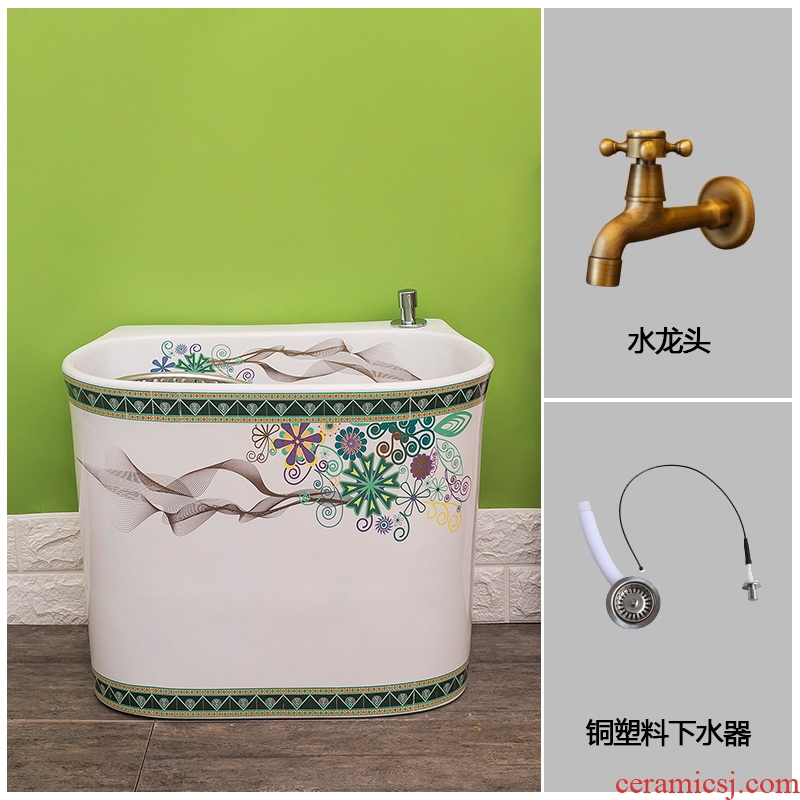 Spring rain ceramic basin balcony contracted mop the bathroom to wash the mop pool household mop pool water automatically