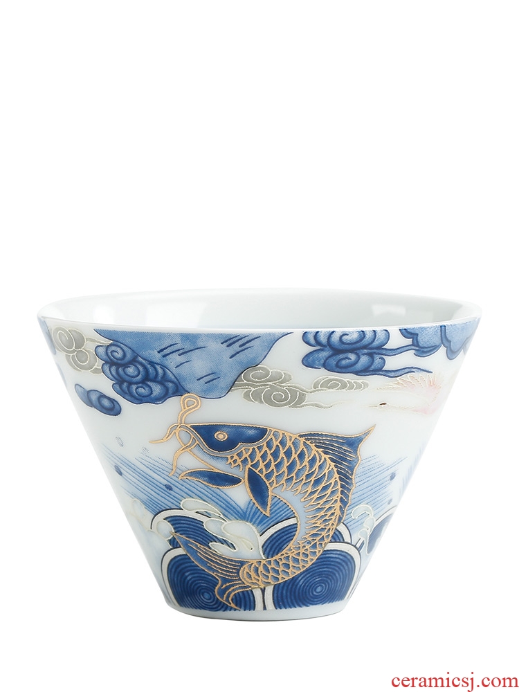 Auspicious dragon fish ceramic cups perfectly playable cup home of kung fu tea set sample tea cup single cup bowl master cup by hand