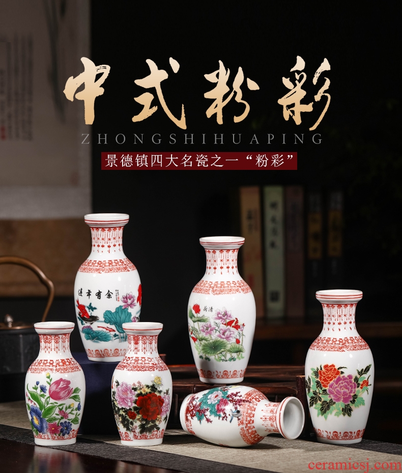 Jingdezhen ceramics flower arranging floret bottle of archaize enamel vase small household act the role ofing is tasted the sitting room TV ark furnishing articles