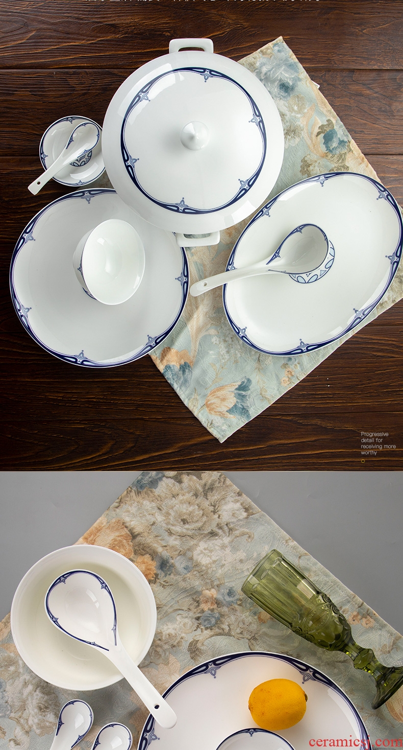 Glair ceramic tableware of Chinese blue and white porcelain bowl chopsticks dishes to eat bread and butter of jingdezhen ceramic dishes suit household