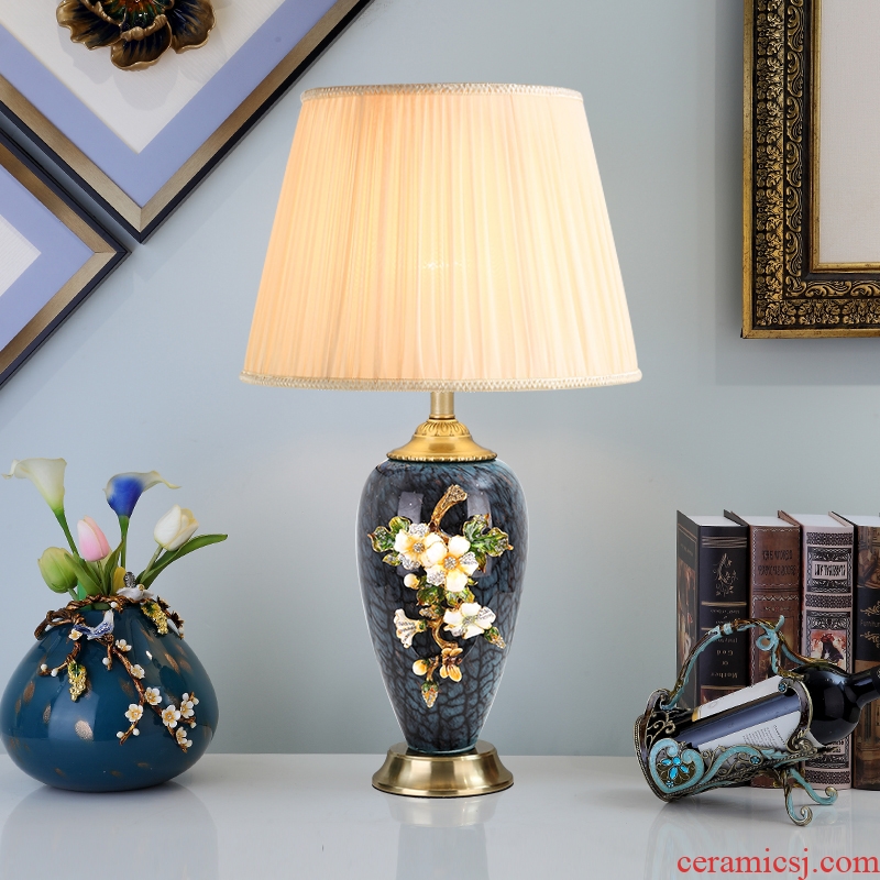 Cartel luxury colored enamel porcelain lamp type copper creative villa living room lamp of bedroom the head of a bed
